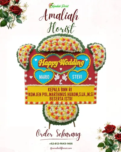 Karangan Papan Bunga Pernikahan di Afia